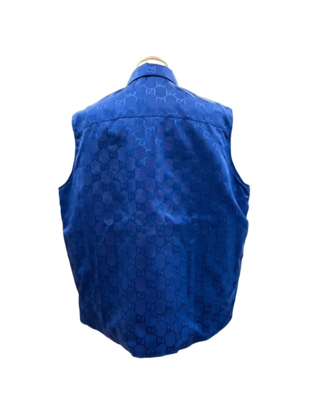 Gucci Off the Grid Nylon Vest GG Pattern Leather Logo with Patch Gilet Blue 50